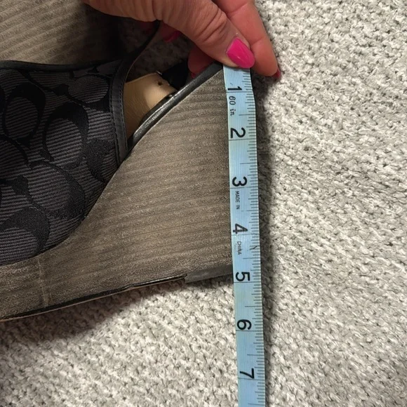 Coach Black Wedge Sandals with Peep-Toe - Picture 4 of 5